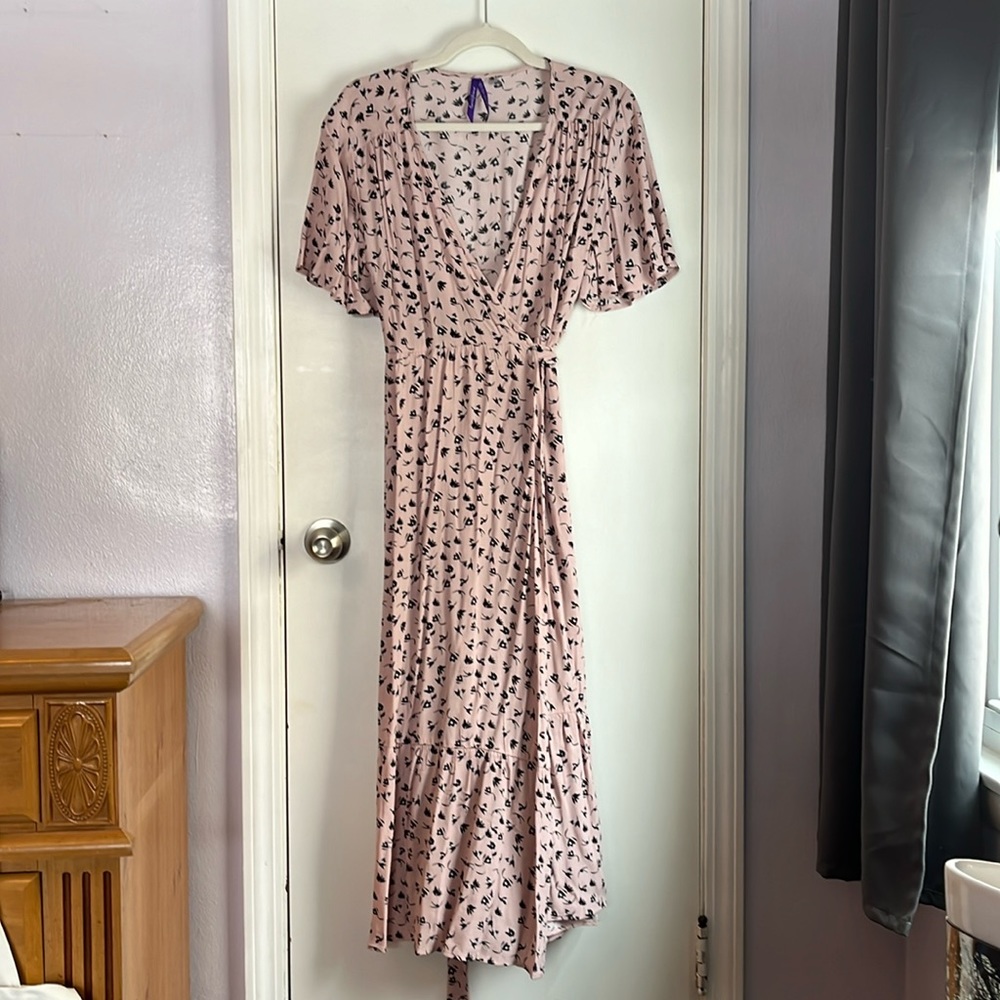 Seraphine Blush Pink Midi Wrap Maternity Dress